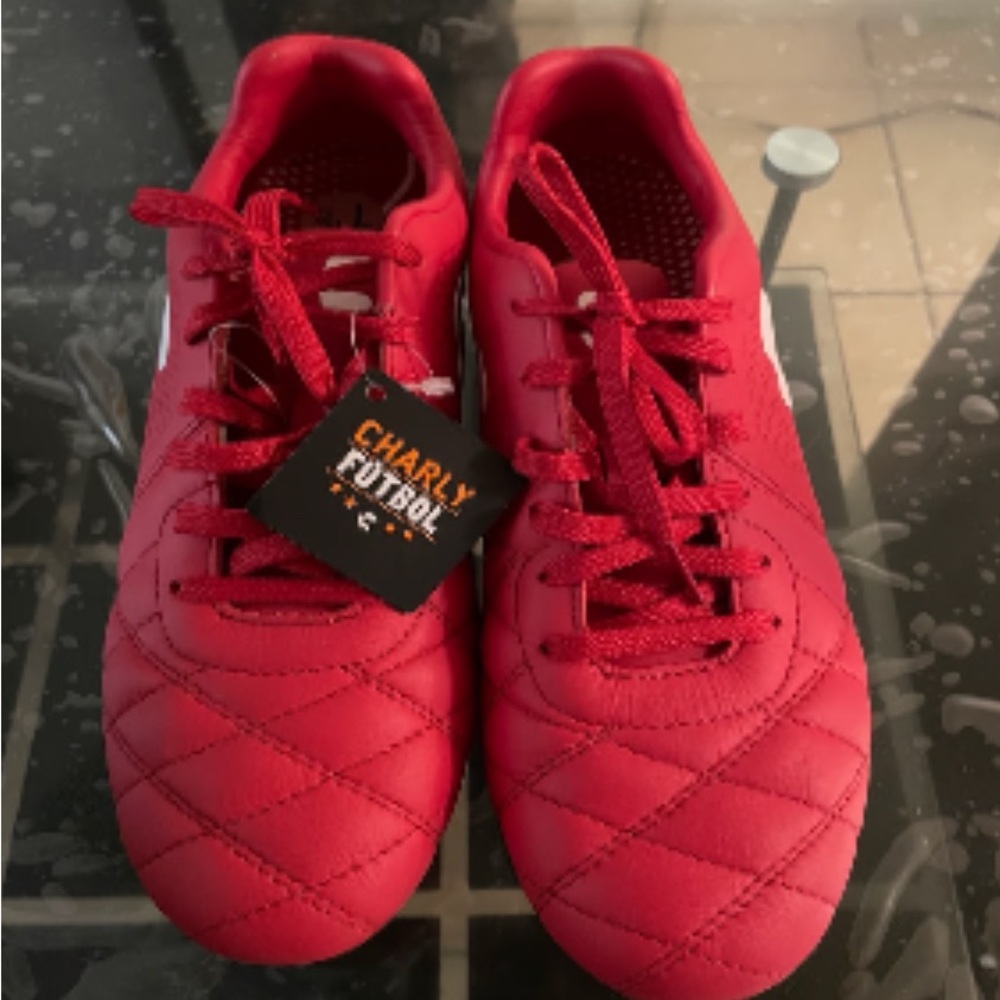 Charly Legendario 2.0 NEW Mens US 7.5 LT FG Soccer Cleats Red Shoes Leather
